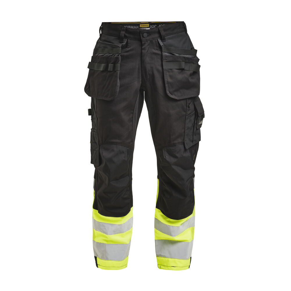 Jobman 2134 Hi-vis stretch trousers core hp grijs/geel C44