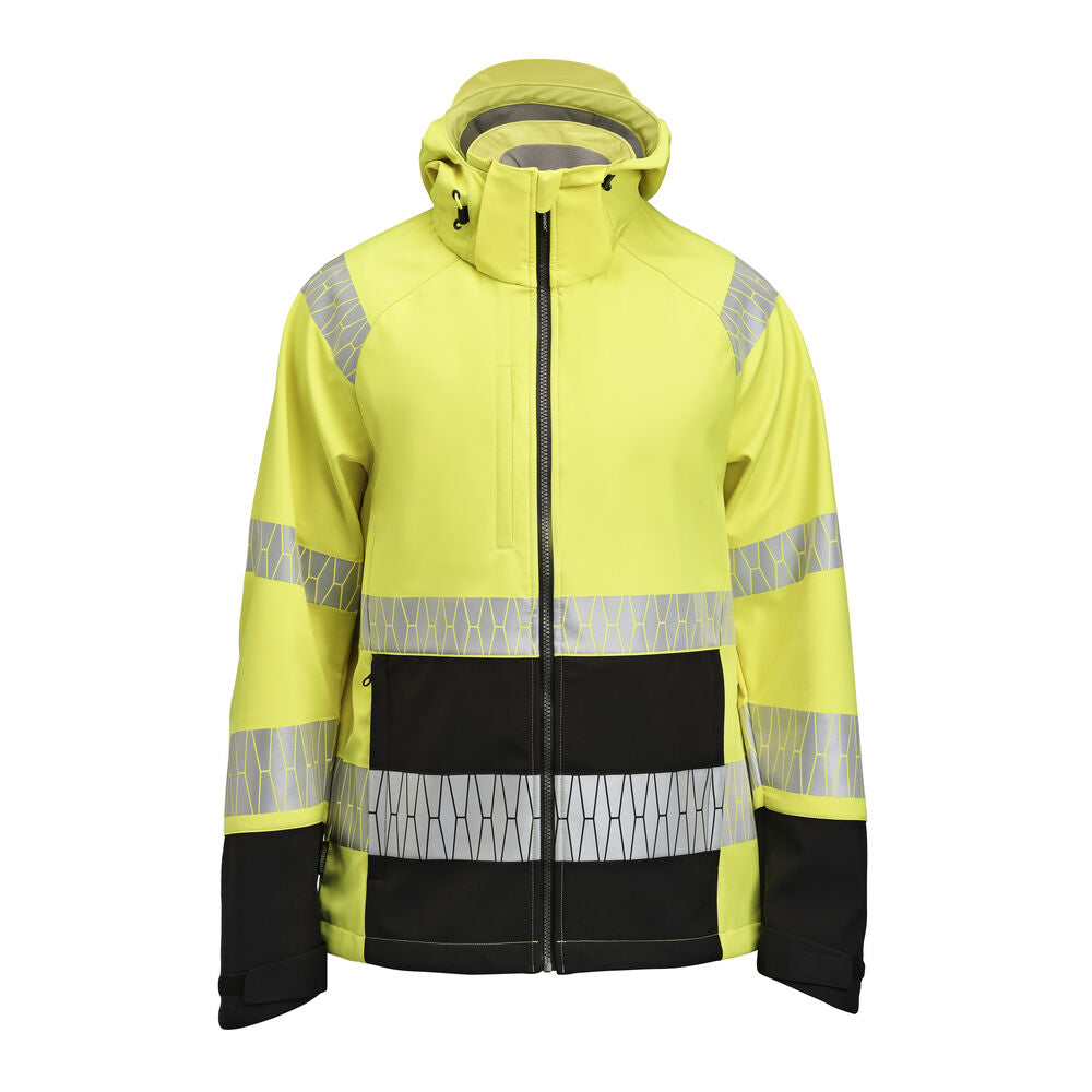 Jobman 1376 Hi-vis softshell jacket geel/zwart xs