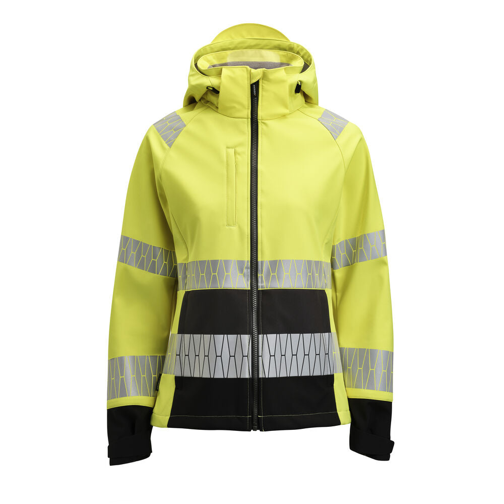 Jobman 1377 Hi-vis softshell jacket women geel/zwart xs