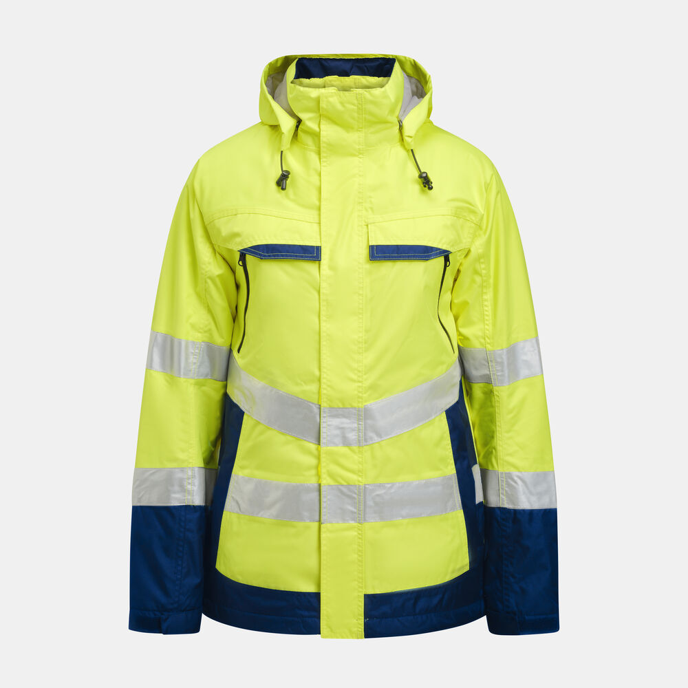 Jobman 1383 Hi-vis lined jacket geel/navy xs