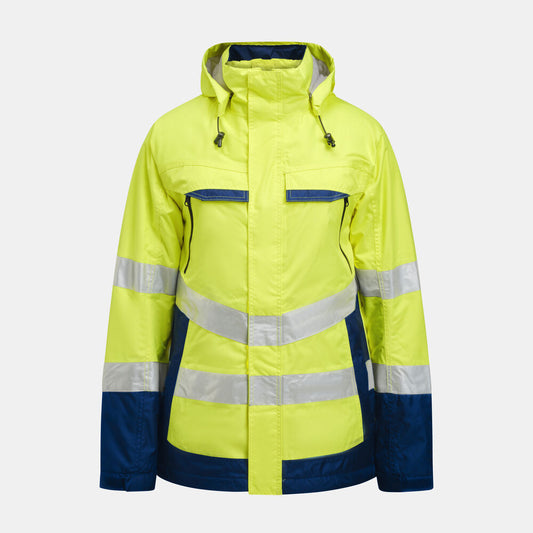 Jobman 1383 Hi-vis lined jacket geel/navy xs