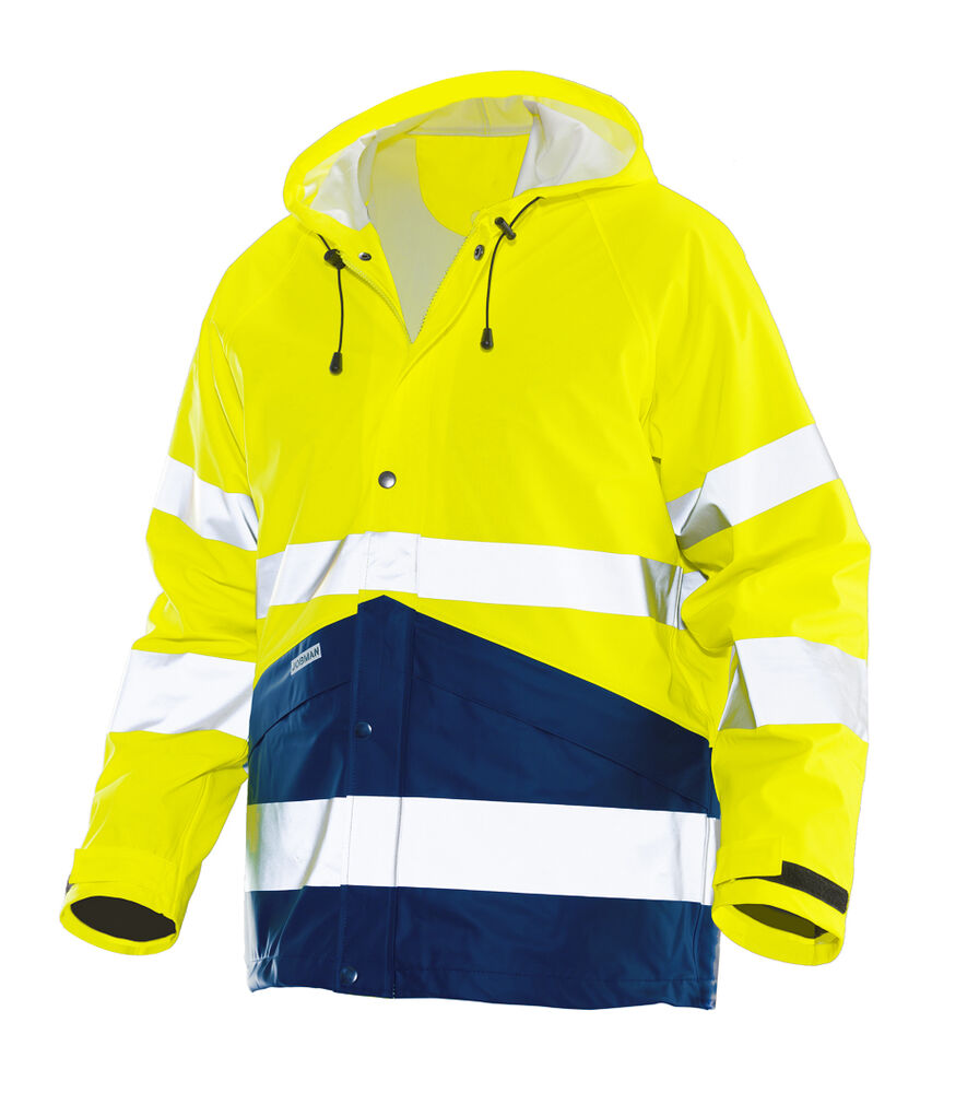 Jobman 1566 Hi-vis raincoat geel/navy s