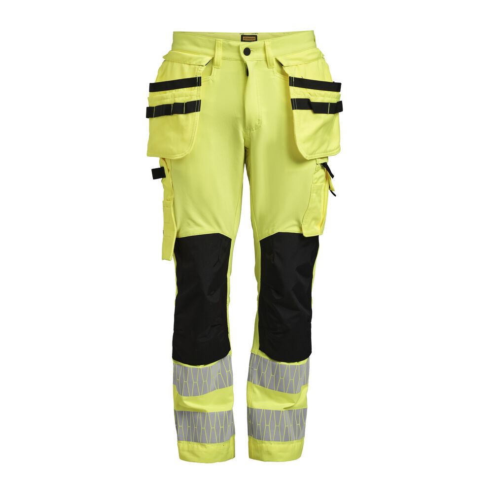 Jobman 2291 Hi-vis trousers hp stretch geel/zwart C44