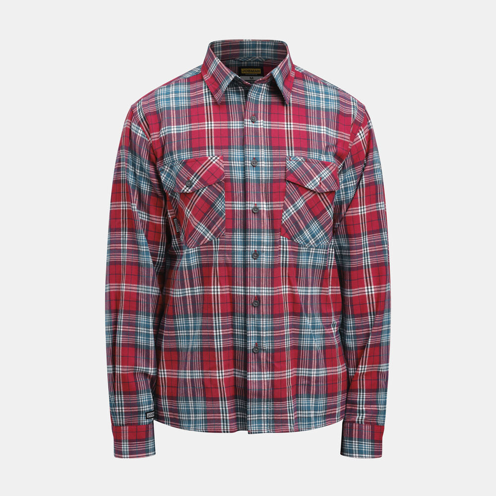 Jobman 5138 Flannel shirt rood/blauw s