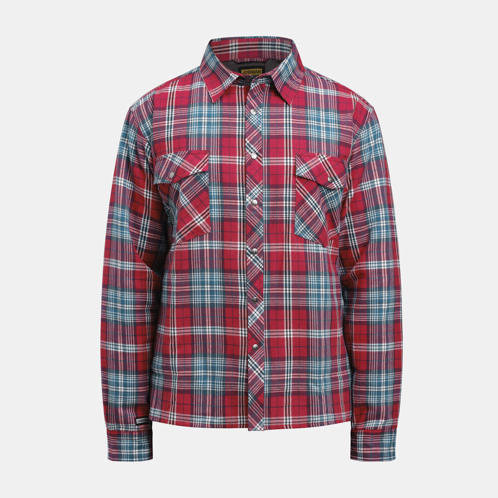Jobman 5157 Flannel shirt lined rood/blauw s