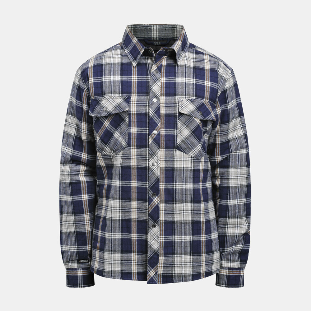Jobman 5157 Flannel shirt lined rood/blauw s