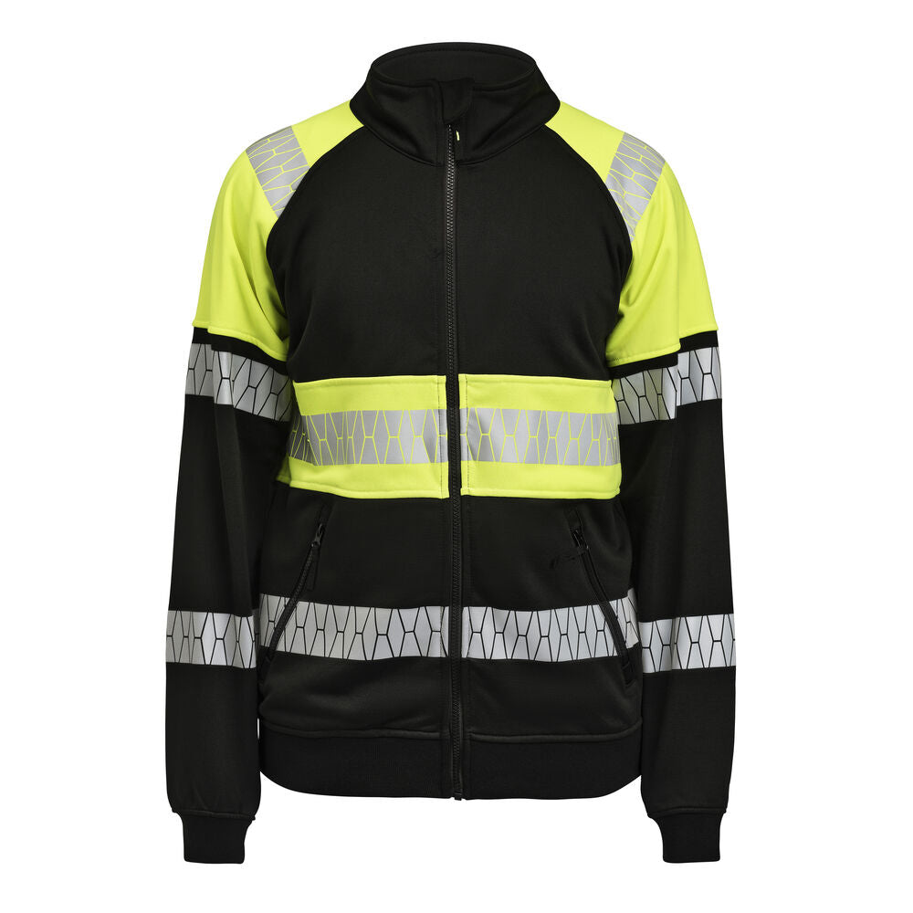 Jobman 5225 Sweatshirt Hi-Vis Full Zipp zwart/geel xxs